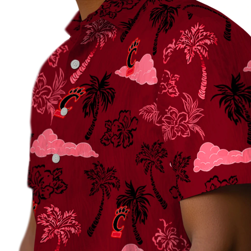Cincinnati Bearcats Hawaiian Shirt - Palm And Clouds | Moonbestprint