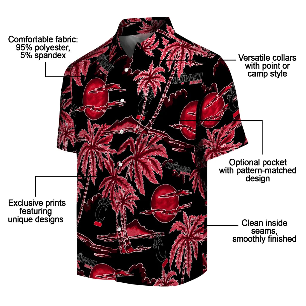 Cincinnati Bearcats Hawaiian Shirt - Palm Sunset | Moonbestprint