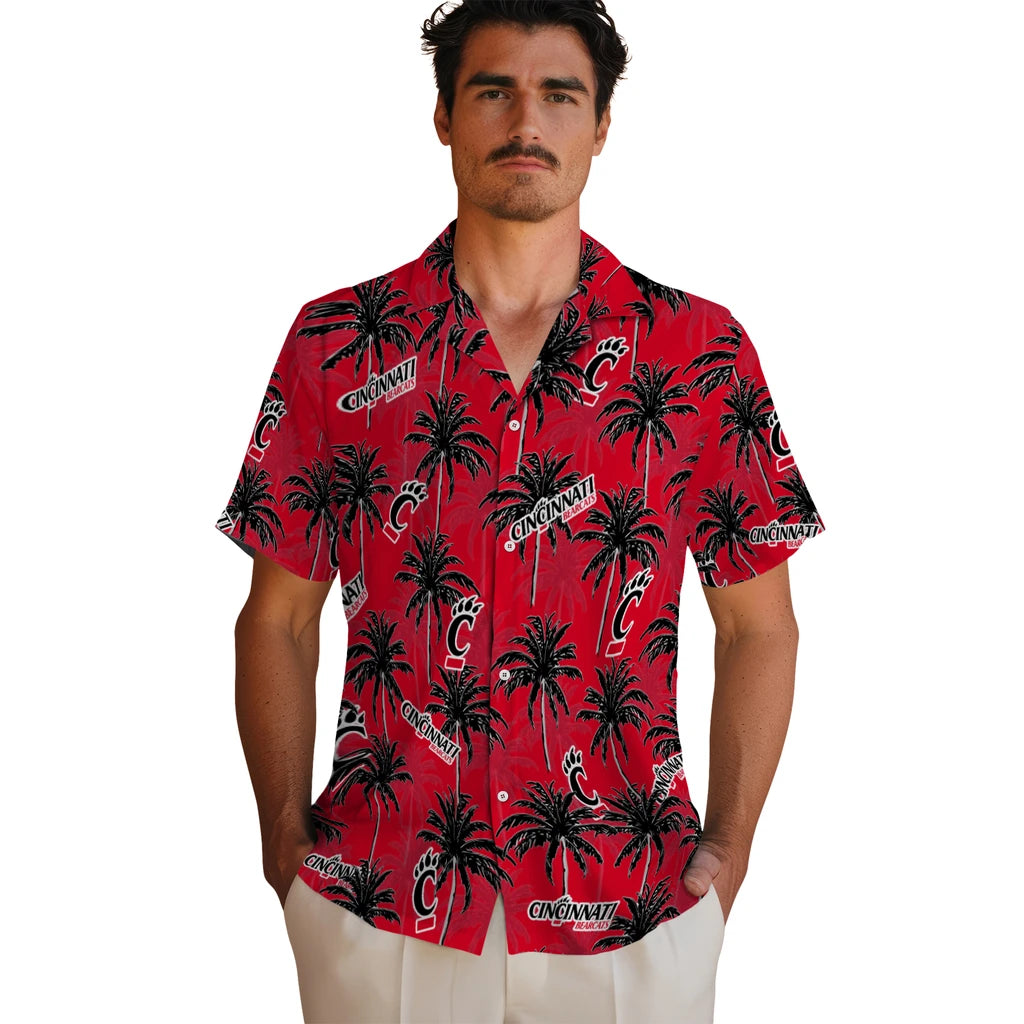 Cincinnati Bearcats Hawaiian Shirt - Palm Tree Motif | Moonbestprint