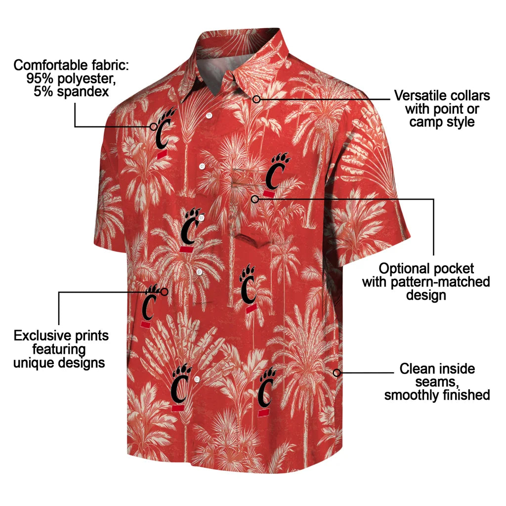 Cincinnati Bearcats Hawaiian Shirt - Vintage Palm Tree | Moonbestprint