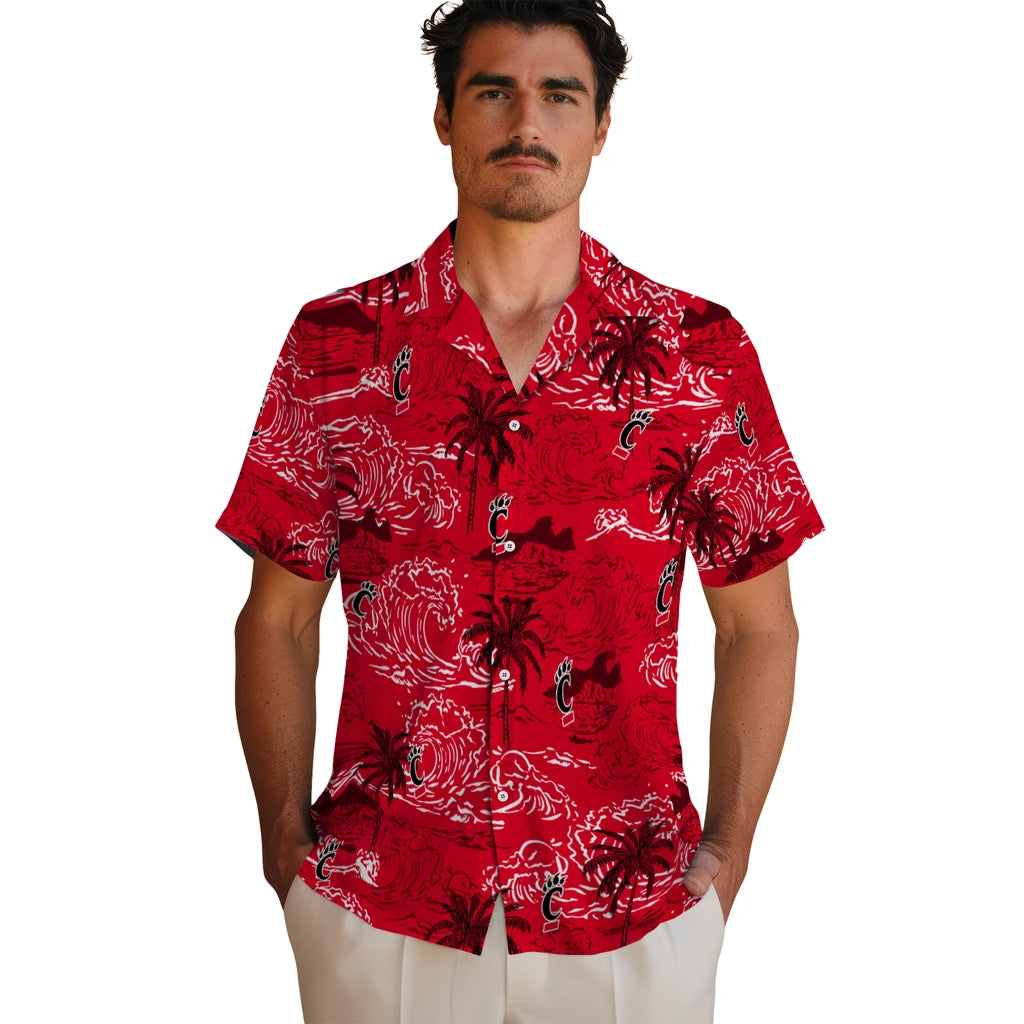 Cincinnati Bearcats Hawaiian Shirt - Wave Palm | Moonbestprint