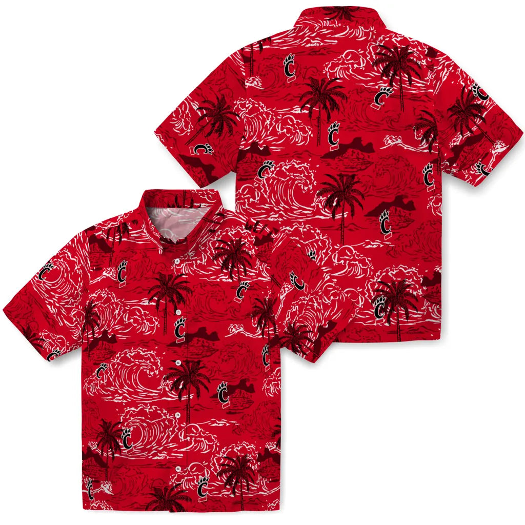Cincinnati Bearcats Hawaiian Shirt - Wave Palm | Moonbestprint