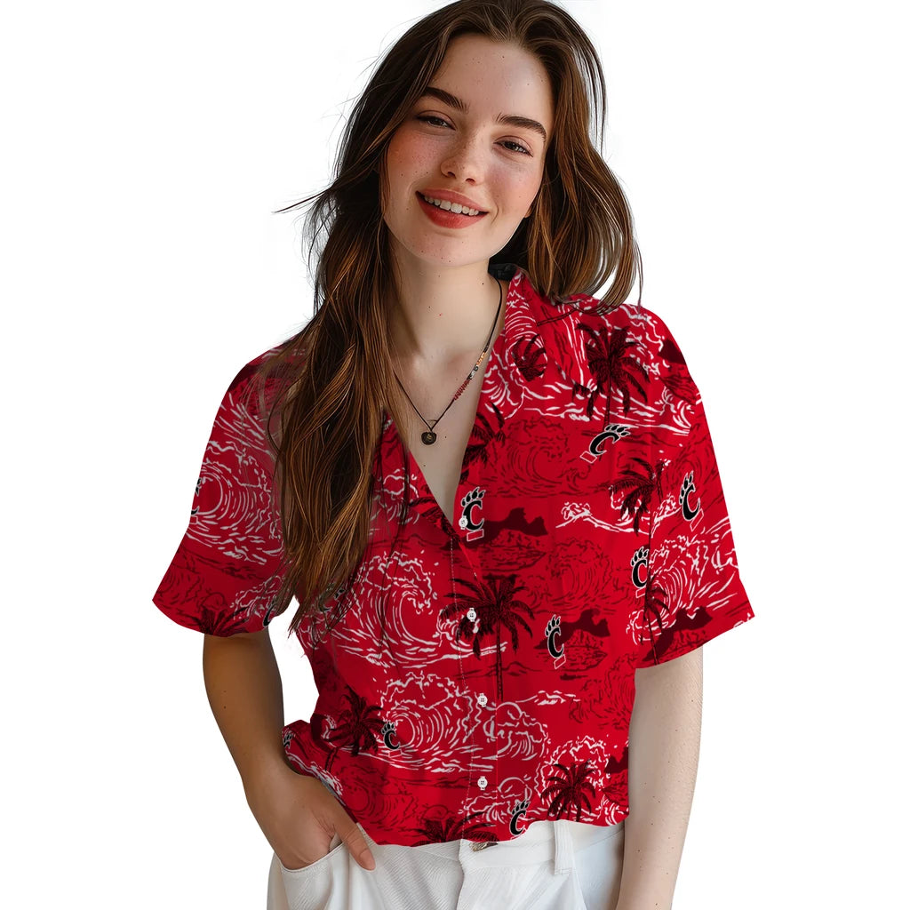 Cincinnati Bearcats Hawaiian Shirt - Wave Palm | Moonbestprint
