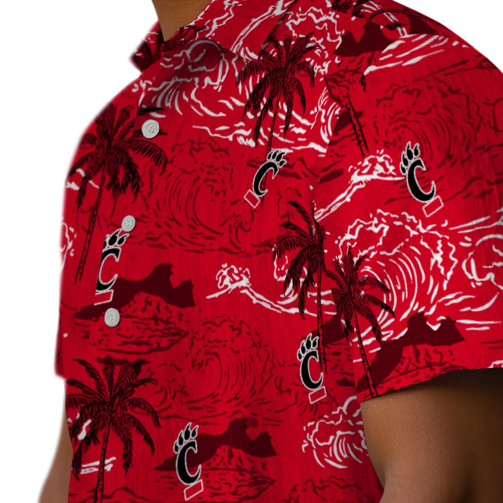 Cincinnati Bearcats Hawaiian Shirt - Wave Palm | Moonbestprint