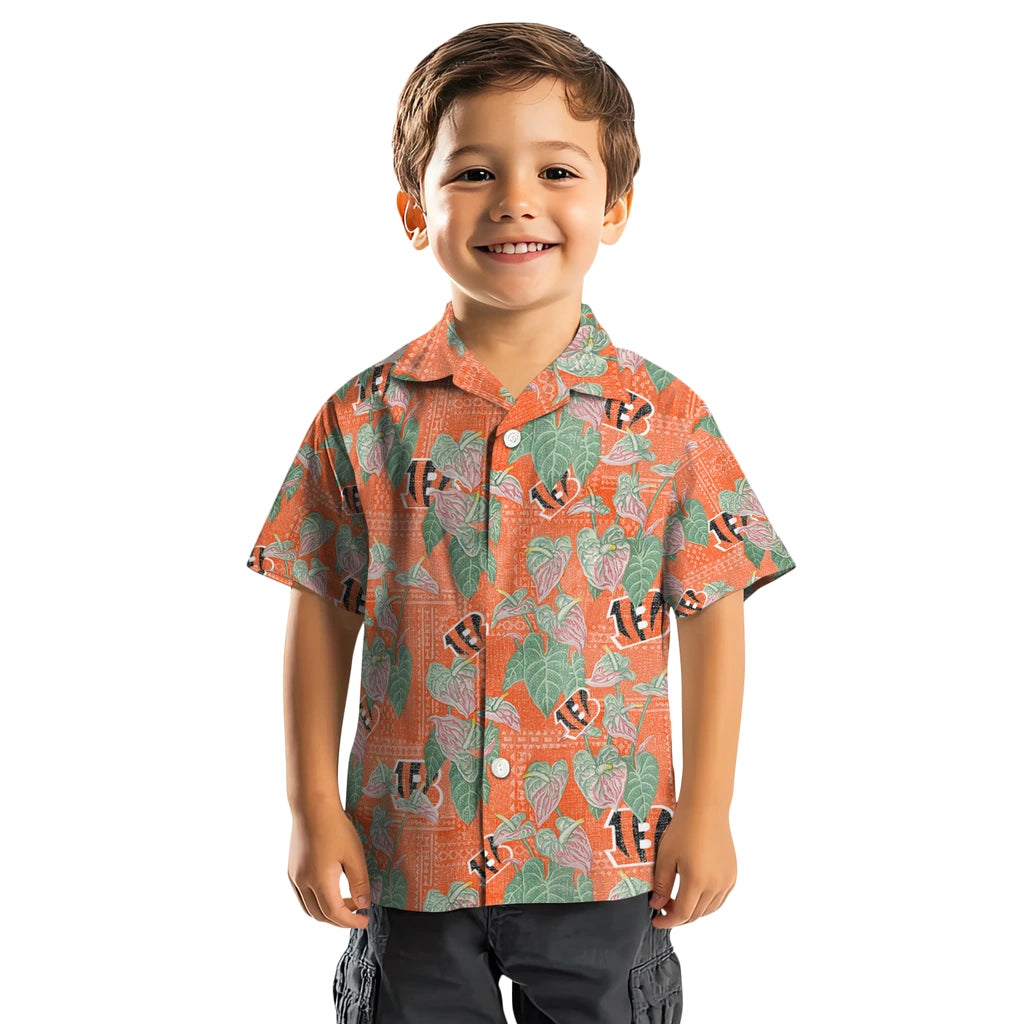 Cincinnati Bengals Hawaiian Shirt - Anthurium Overlay | Moonbestprint