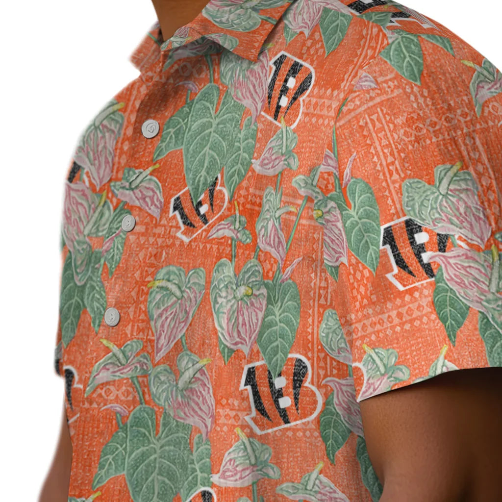 Cincinnati Bengals Hawaiian Shirt - Anthurium Overlay | Moonbestprint