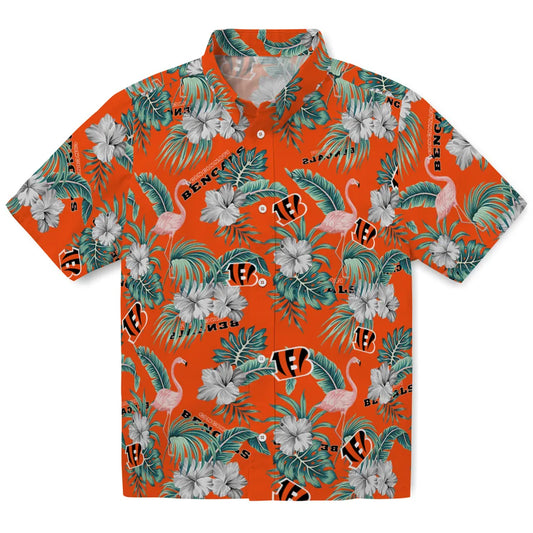 Cincinnati Bengals Hawaiian Shirt - Flamingo and Hibiscus | Moonbestprint