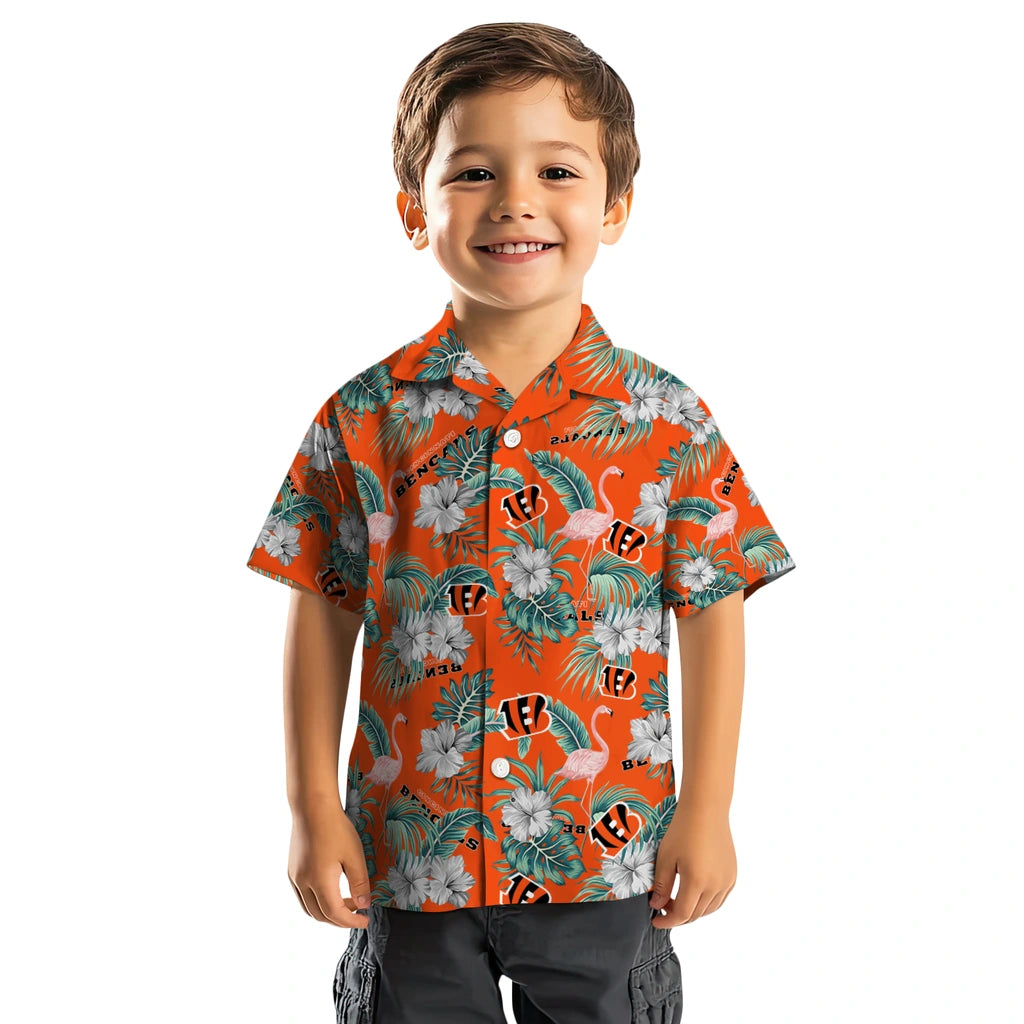 Cincinnati Bengals Hawaiian Shirt - Flamingo and Hibiscus | Moonbestprint