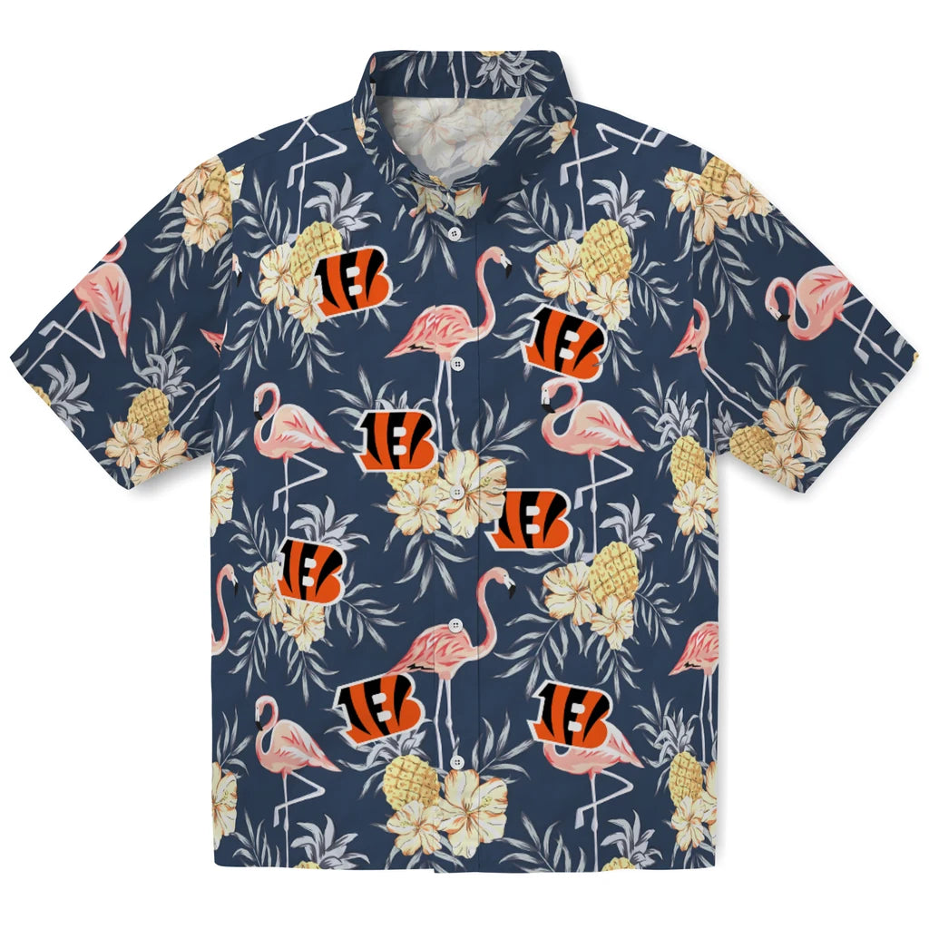 Cincinnati Bengals Hawaiian Shirt - Flamingo Hibiscus | Moonbestprint