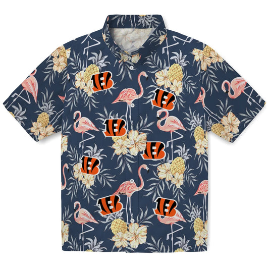 Cincinnati Bengals Hawaiian Shirt - Flamingo Hibiscus | Moonbestprint