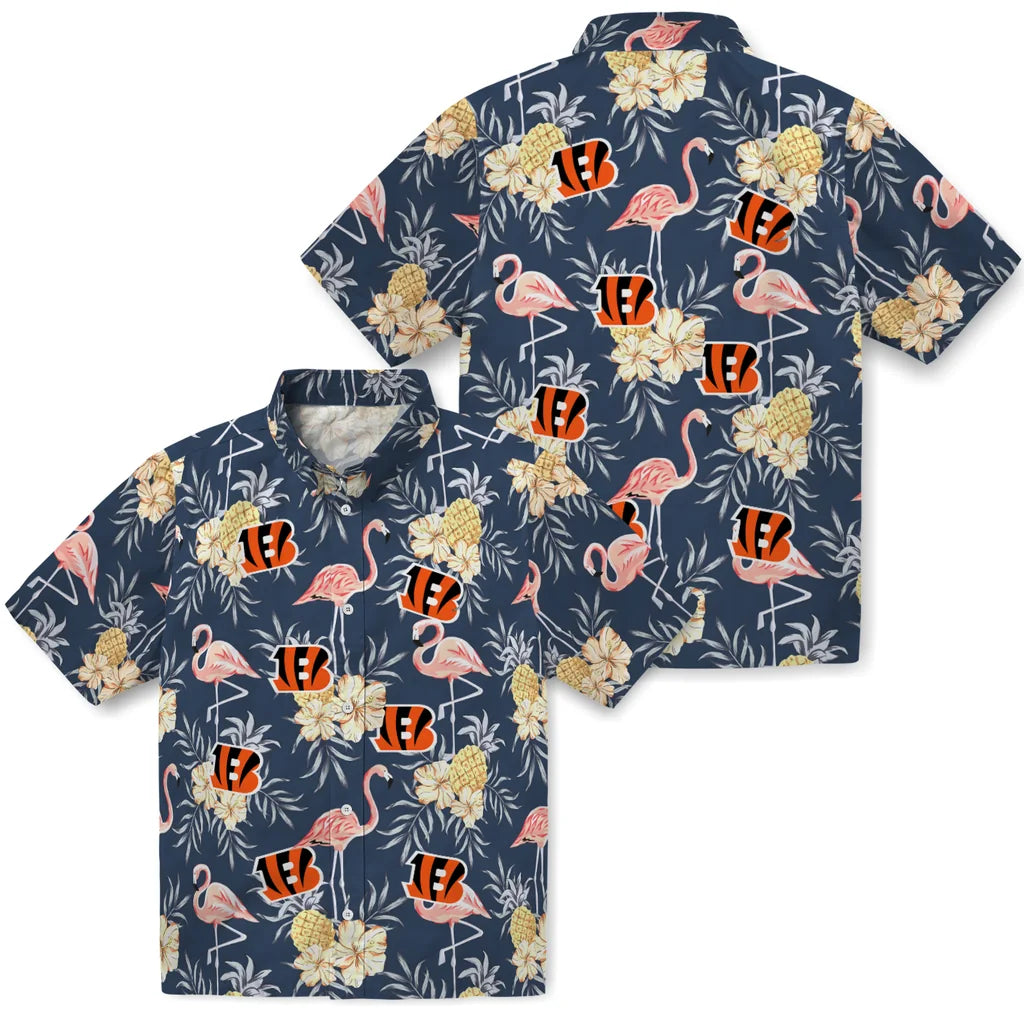 Cincinnati Bengals Hawaiian Shirt - Flamingo Hibiscus | Moonbestprint