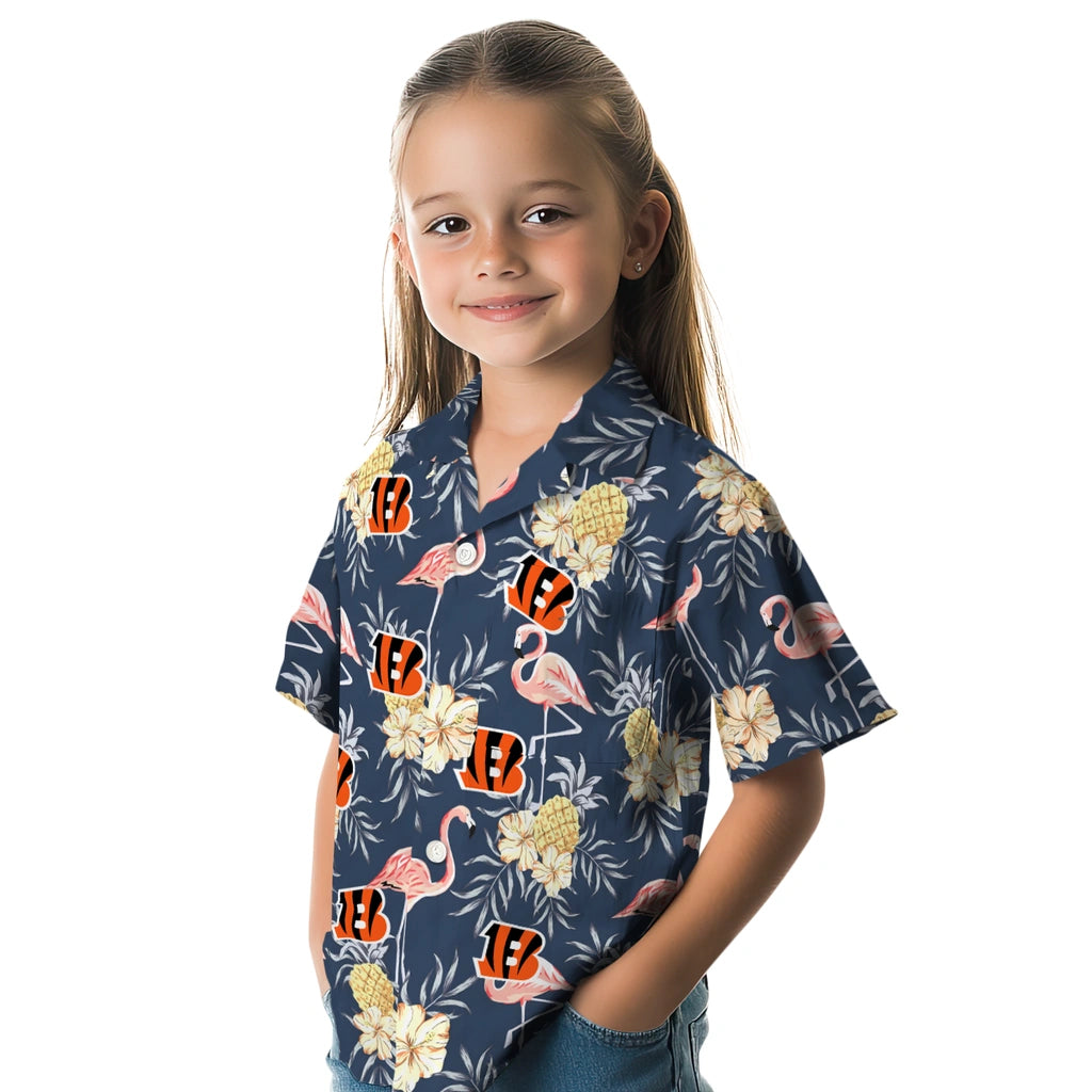 Cincinnati Bengals Hawaiian Shirt - Flamingo Hibiscus | Moonbestprint