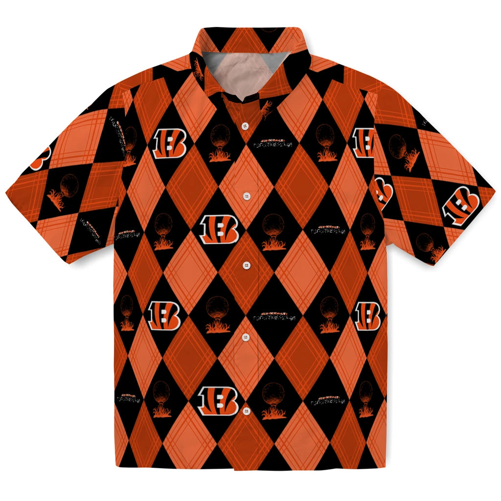 Cincinnati Bengals Hawaiian Shirt - Golfing Plaid | Moonbestprint