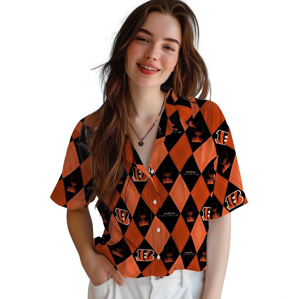 Cincinnati Bengals Hawaiian Shirt - Golfing Plaid | Moonbestprint