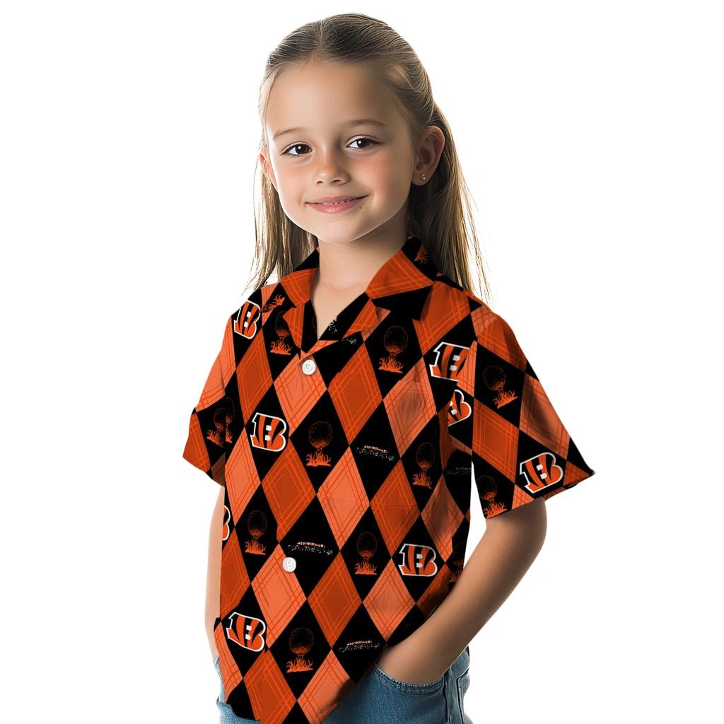 Cincinnati Bengals Hawaiian Shirt - Golfing Plaid | Moonbestprint