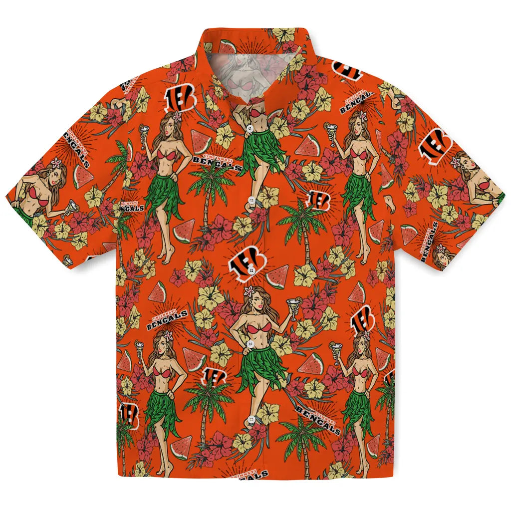 Cincinnati Bengals Hawaiian Shirt - Hawaiian Girls Design | Moonbestprint