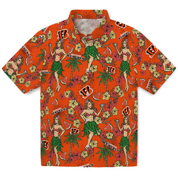 Cincinnati Bengals Hawaiian Shirt - Hawaiian Girls Design | Moonbestprint