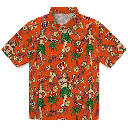 Cincinnati Bengals Hawaiian Shirt - Hawaiian Girls Design | Moonbestprint
