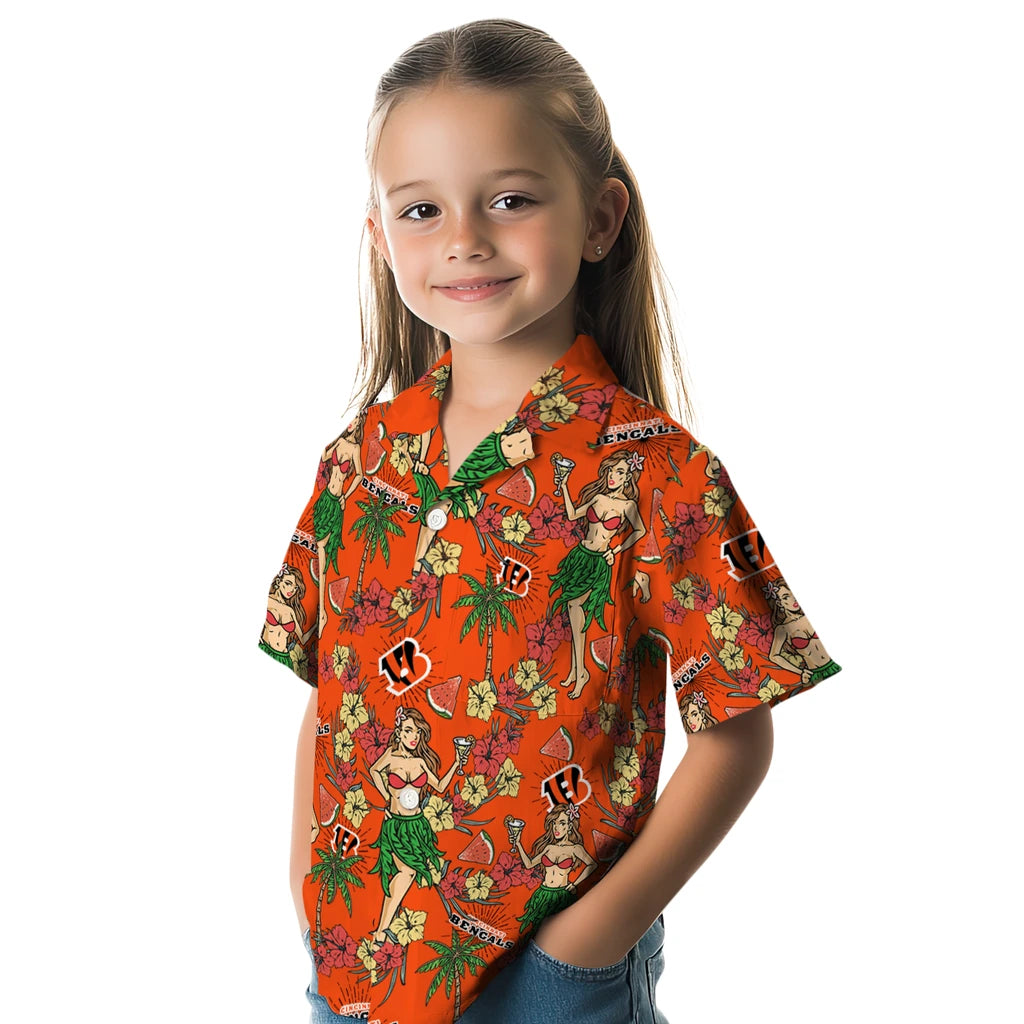 Cincinnati Bengals Hawaiian Shirt - Hawaiian Girls Design | Moonbestprint