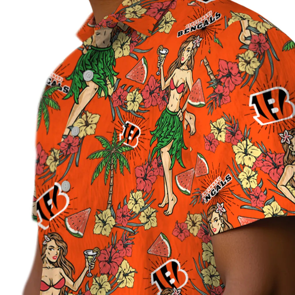 Cincinnati Bengals Hawaiian Shirt - Hawaiian Girls Design | Moonbestprint