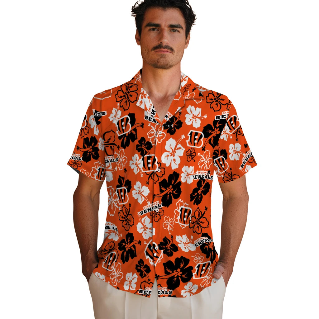 Cincinnati Bengals Hawaiian Shirt - Hibiscus Flower Design | Moonbestprint