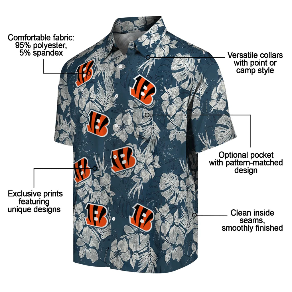 Cincinnati Bengals Hawaiian Shirt - Hibiscus Flowers | Moonbestprint
