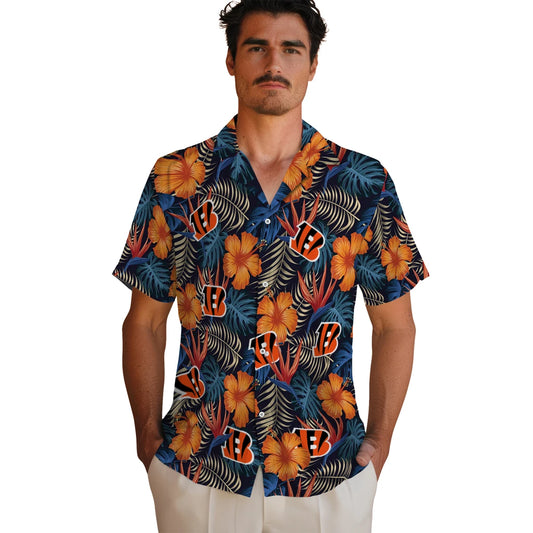 Cincinnati Bengals Hawaiian Shirt - Hibiscus Foliage | Moonbestprint
