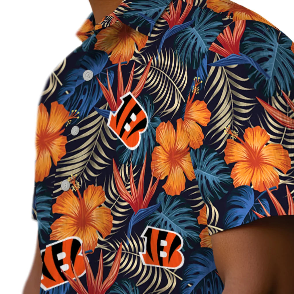 Cincinnati Bengals Hawaiian Shirt - Hibiscus Foliage | Moonbestprint