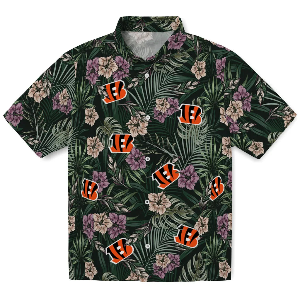 Cincinnati Bengals Hawaiian Shirt - Hibiscus Leaves Pattern | Moonbestprint