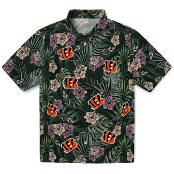 Cincinnati Bengals Hawaiian Shirt - Hibiscus Leaves Pattern | Moonbestprint