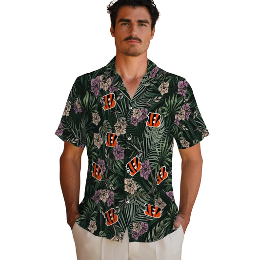 Cincinnati Bengals Hawaiian Shirt - Hibiscus Leaves Pattern | Moonbestprint
