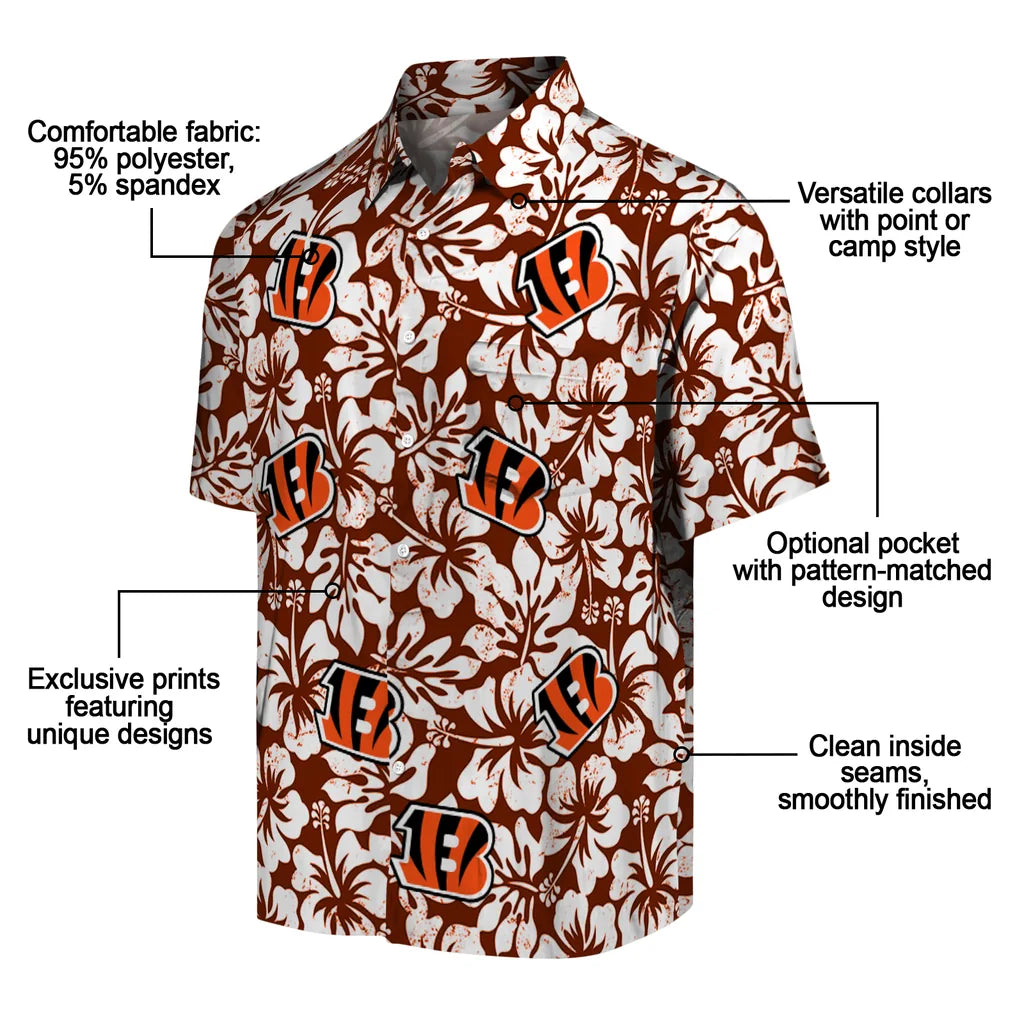 Cincinnati Bengals Hawaiian Shirt - Hibiscus Motif | Moonbestprint