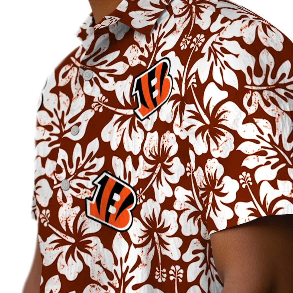 Cincinnati Bengals Hawaiian Shirt - Hibiscus Motif | Moonbestprint