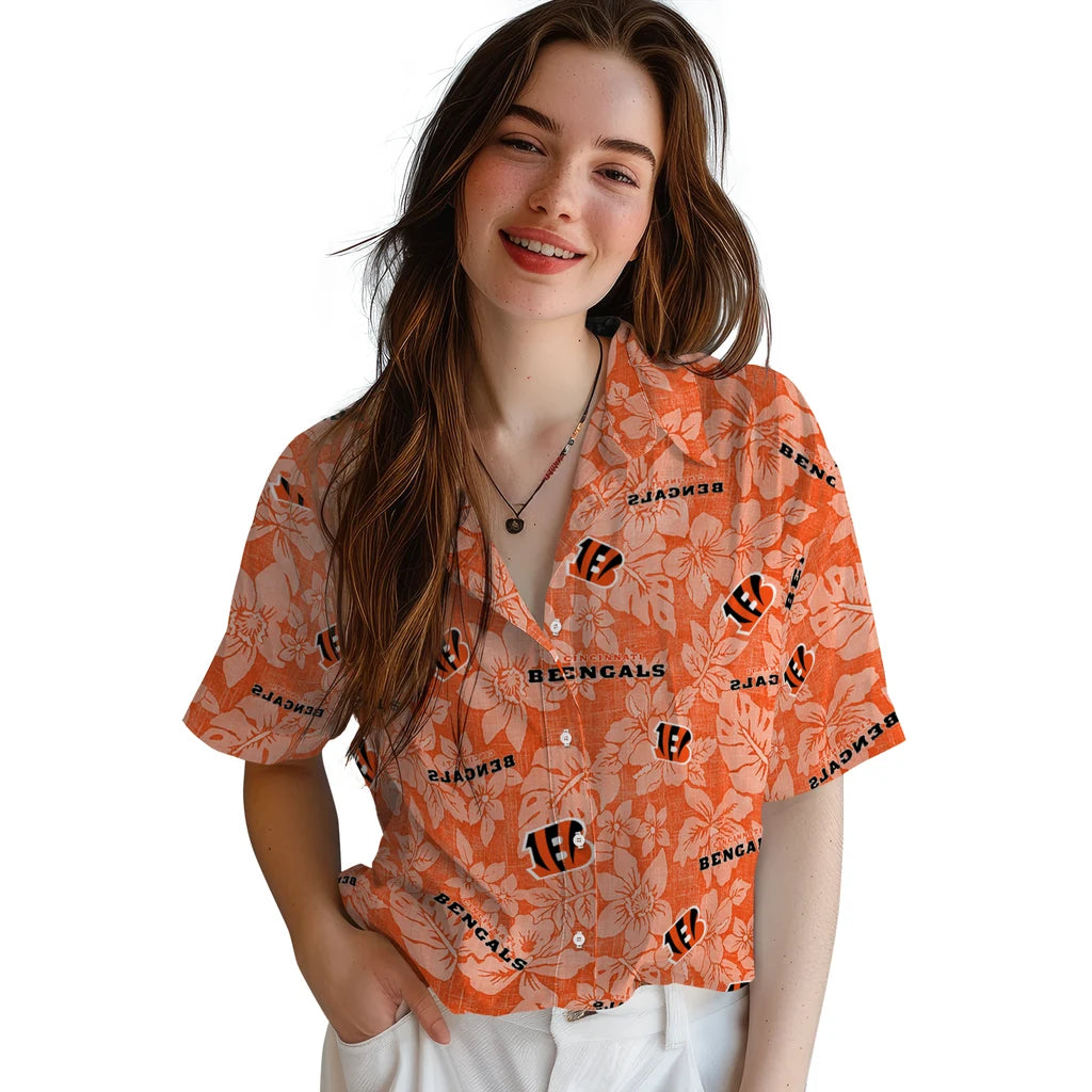 Cincinnati Bengals Hawaiian Shirt - Hibiscus Oasis | Moonbestprint