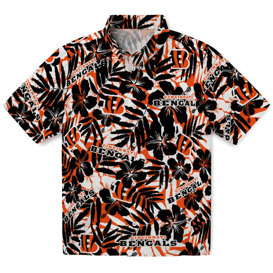 Cincinnati Bengals Hawaiian Shirt - Hibiscus Overlay | Moonbestprint