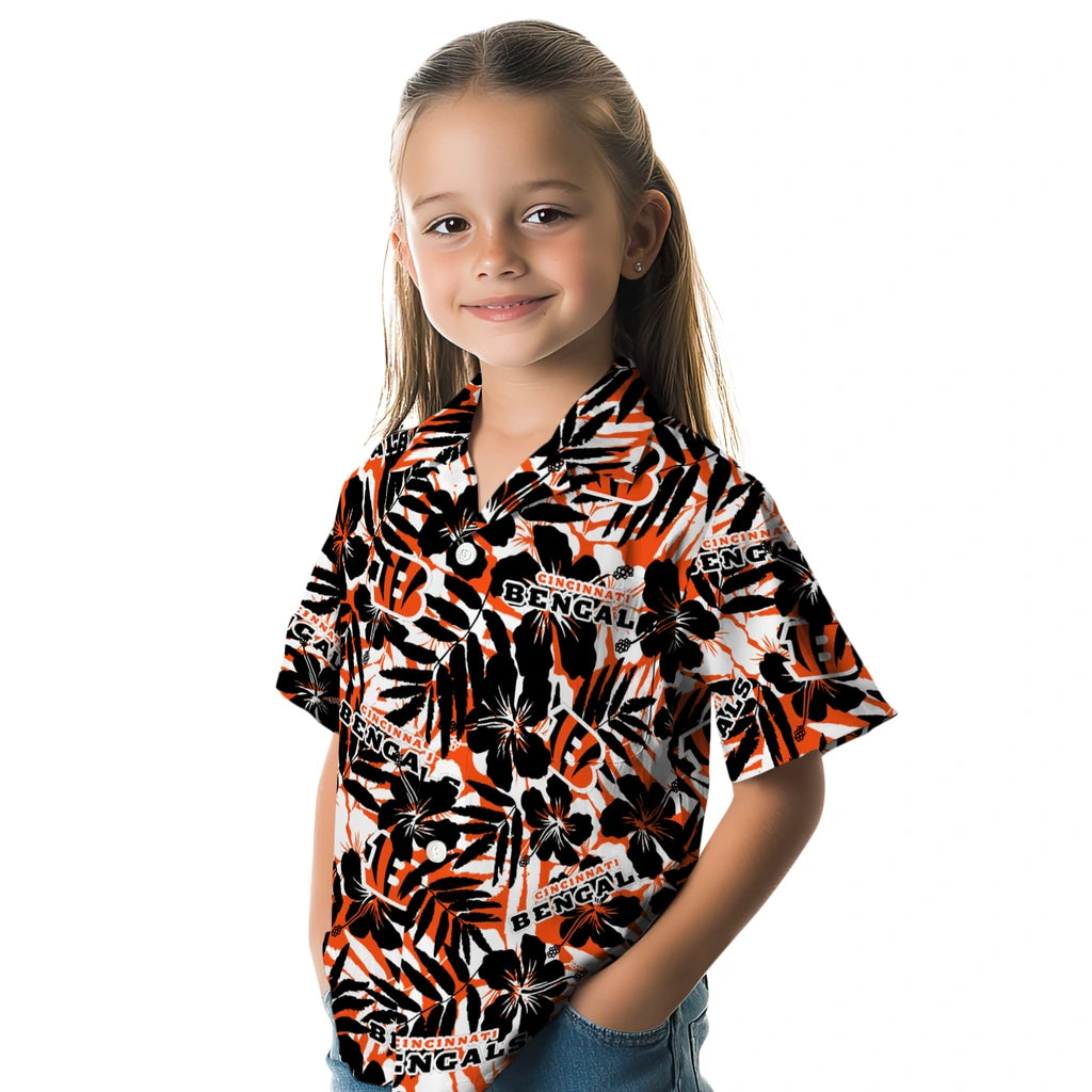 Cincinnati Bengals Hawaiian Shirt - Hibiscus Overlay | Moonbestprint
