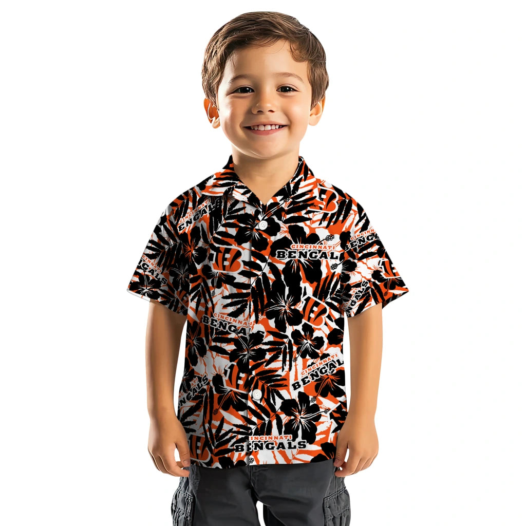 Cincinnati Bengals Hawaiian Shirt - Hibiscus Overlay | Moonbestprint
