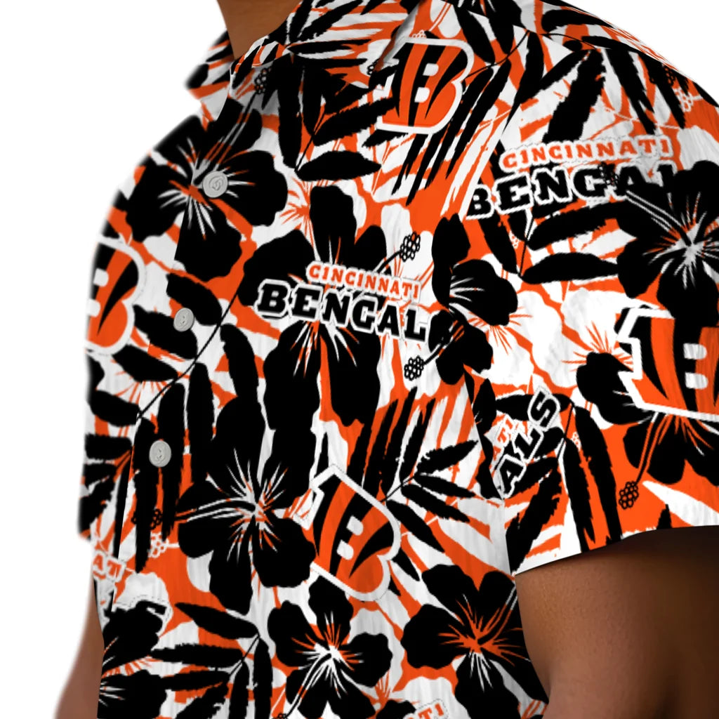 Cincinnati Bengals Hawaiian Shirt - Hibiscus Overlay | Moonbestprint