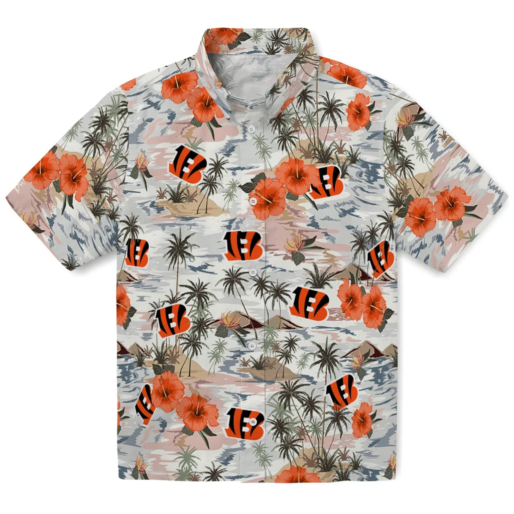 Cincinnati Bengals Hawaiian Shirt - Hibiscus Seaside | Moonbestprint