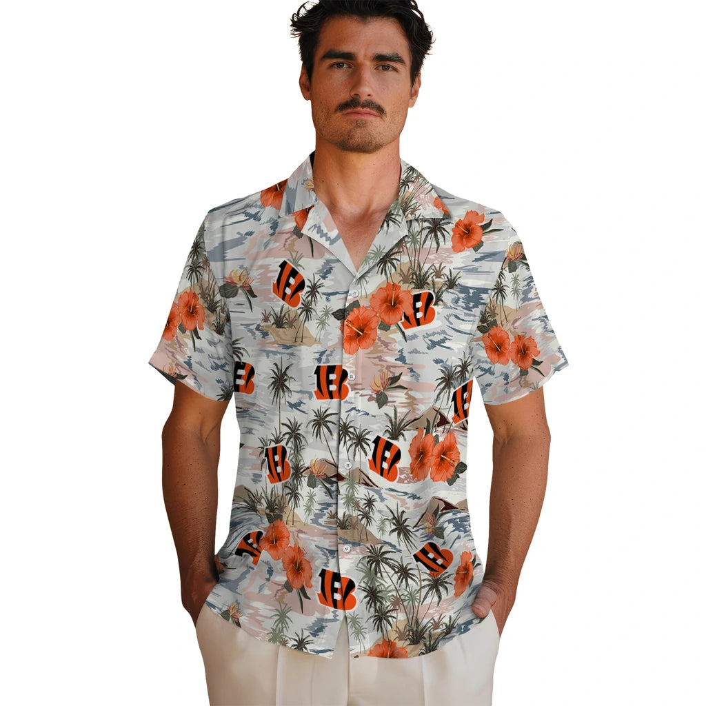 Cincinnati Bengals Hawaiian Shirt - Hibiscus Seaside | Moonbestprint