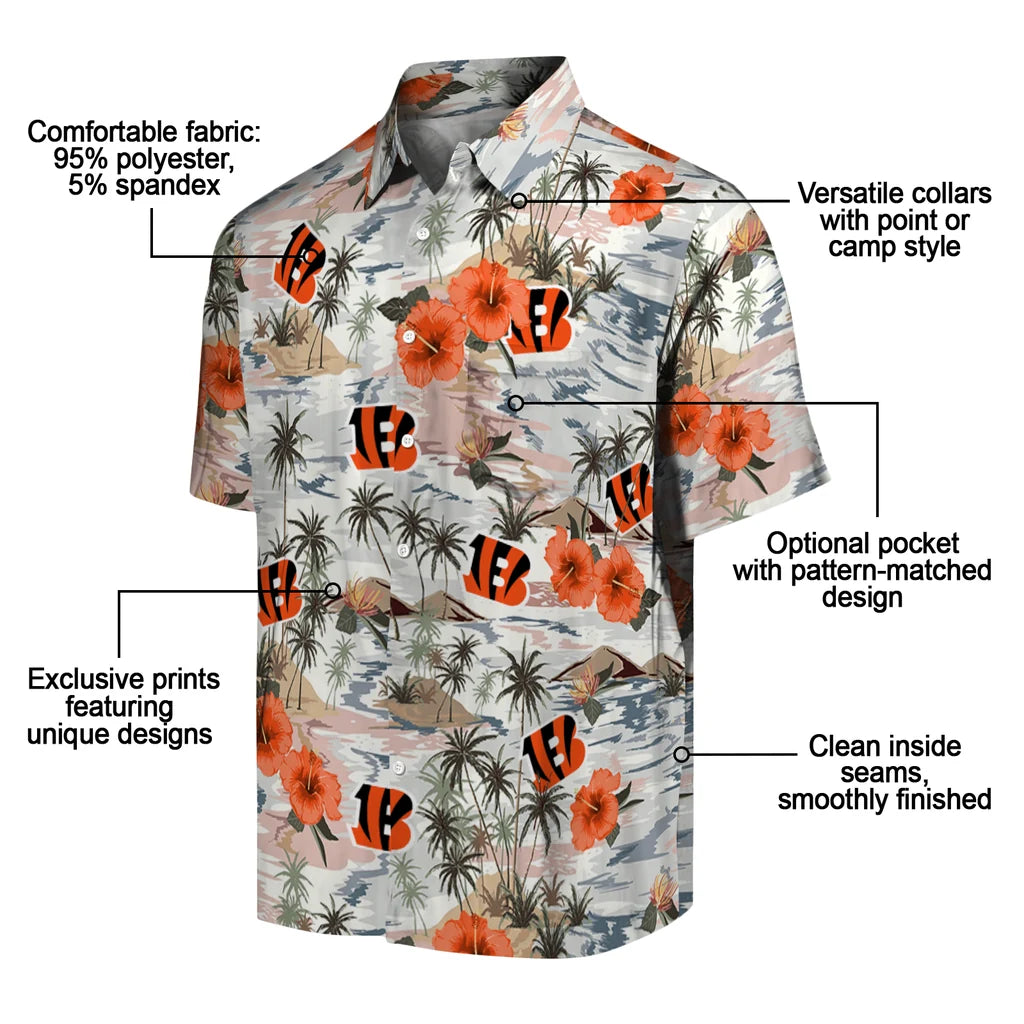 Cincinnati Bengals Hawaiian Shirt - Hibiscus Seaside | Moonbestprint