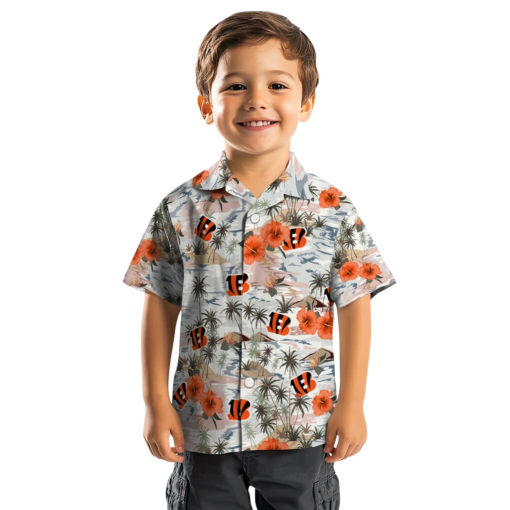 Cincinnati Bengals Hawaiian Shirt - Hibiscus Seaside | Moonbestprint
