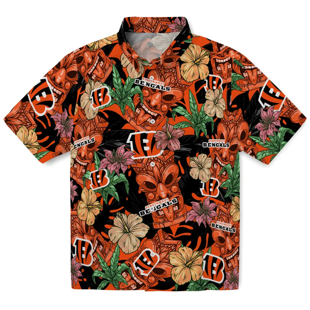Cincinnati Bengals Hawaiian Shirt - Hibiscus Tiki Jungle | Moonbestprint