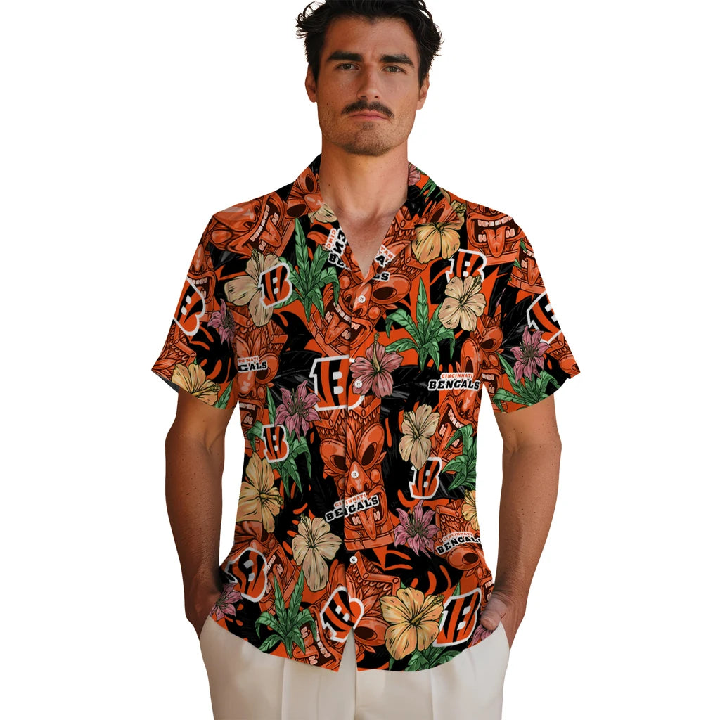 Cincinnati Bengals Hawaiian Shirt - Hibiscus Tiki Jungle | Moonbestprint