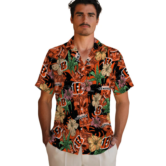 Cincinnati Bengals Hawaiian Shirt - Hibiscus Tiki Jungle | Moonbestprint