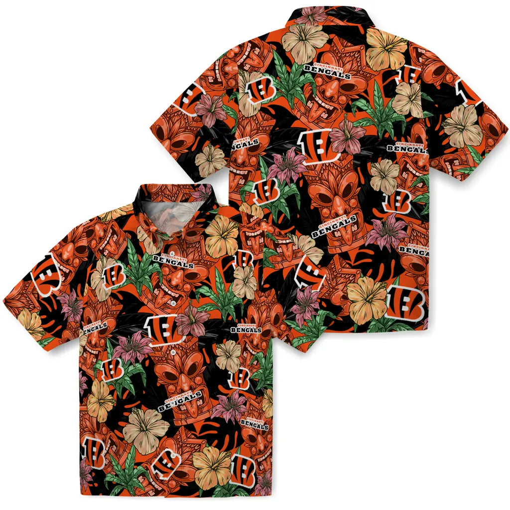 Cincinnati Bengals Hawaiian Shirt - Hibiscus Tiki Jungle | Moonbestprint