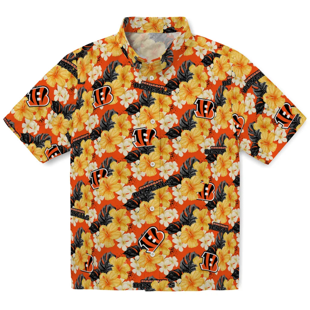 Cincinnati Bengals Hawaiian Shirt - Hibiscus Tropics | Moonbestprint