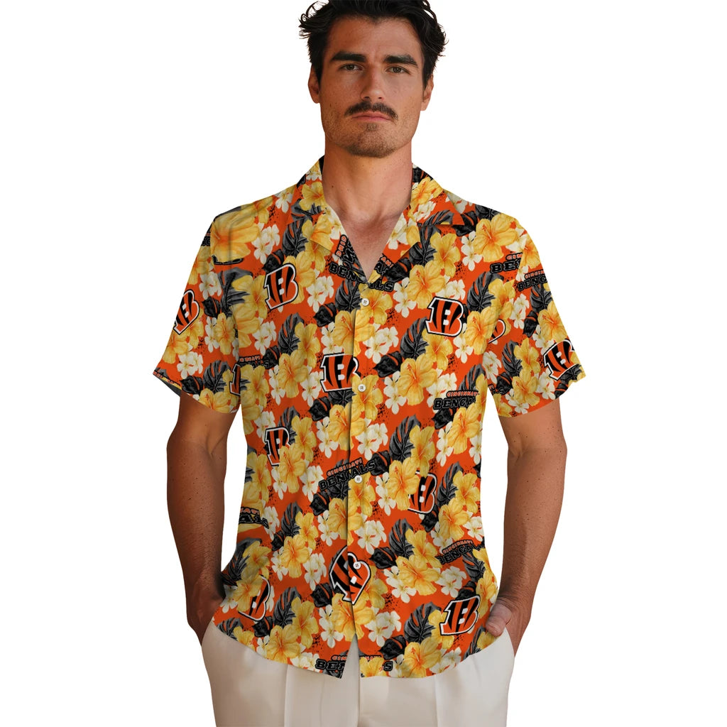 Cincinnati Bengals Hawaiian Shirt - Hibiscus Tropics | Moonbestprint