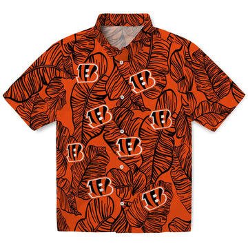 Cincinnati Bengals Hawaiian Shirt - Leaf Outline | Moonbestprint