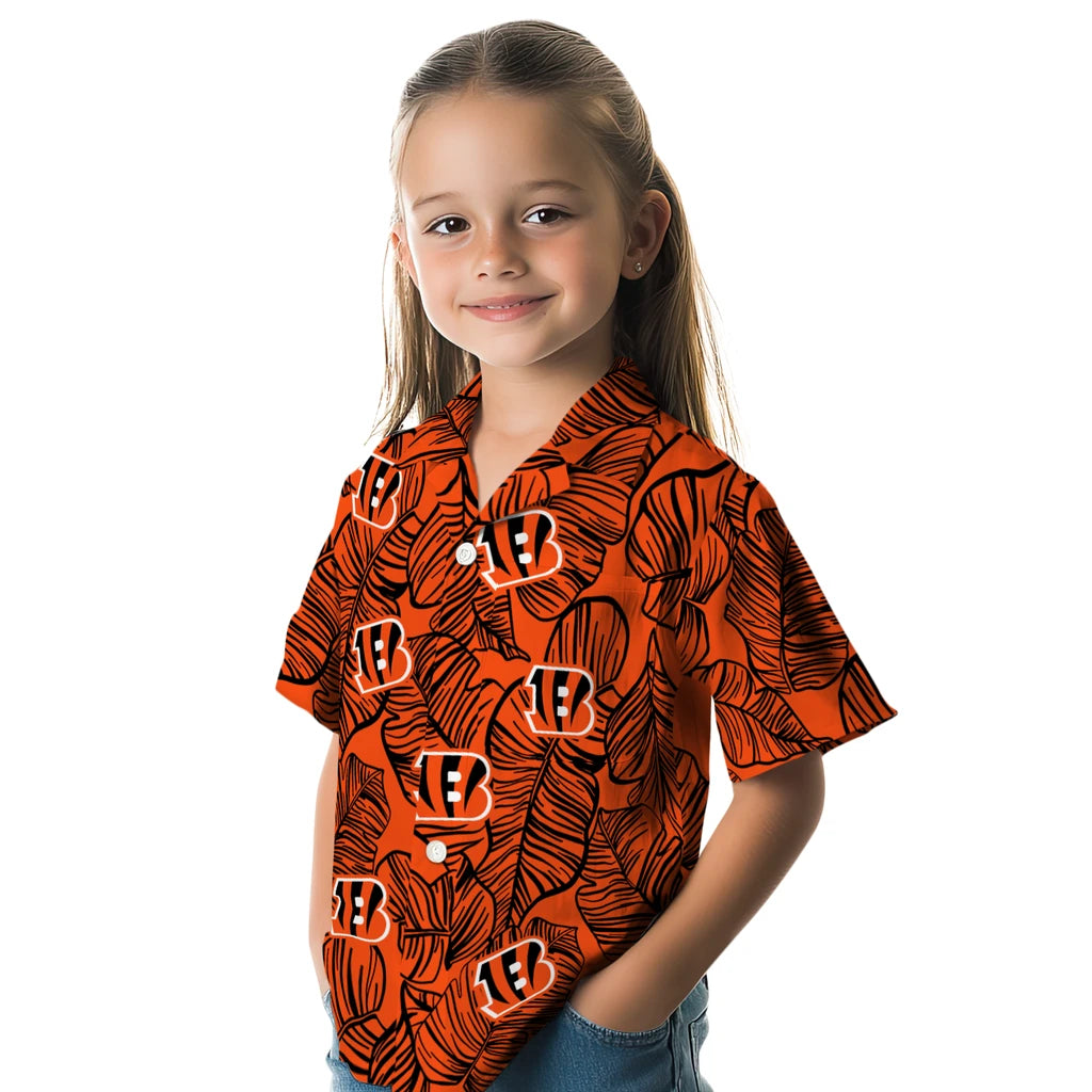 Cincinnati Bengals Hawaiian Shirt - Leaf Outline | Moonbestprint